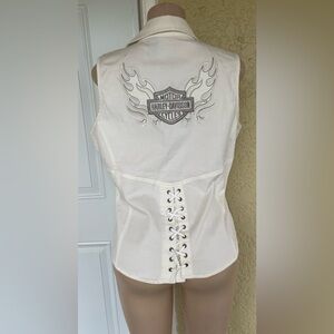 Harley-Davidson Women's White Lace-Up Tank Top